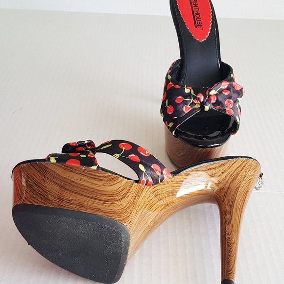 PENTHOUSE 6" Stiletto Cherry Mule NIB Sz 10 Platfo - Picture 8 of 8